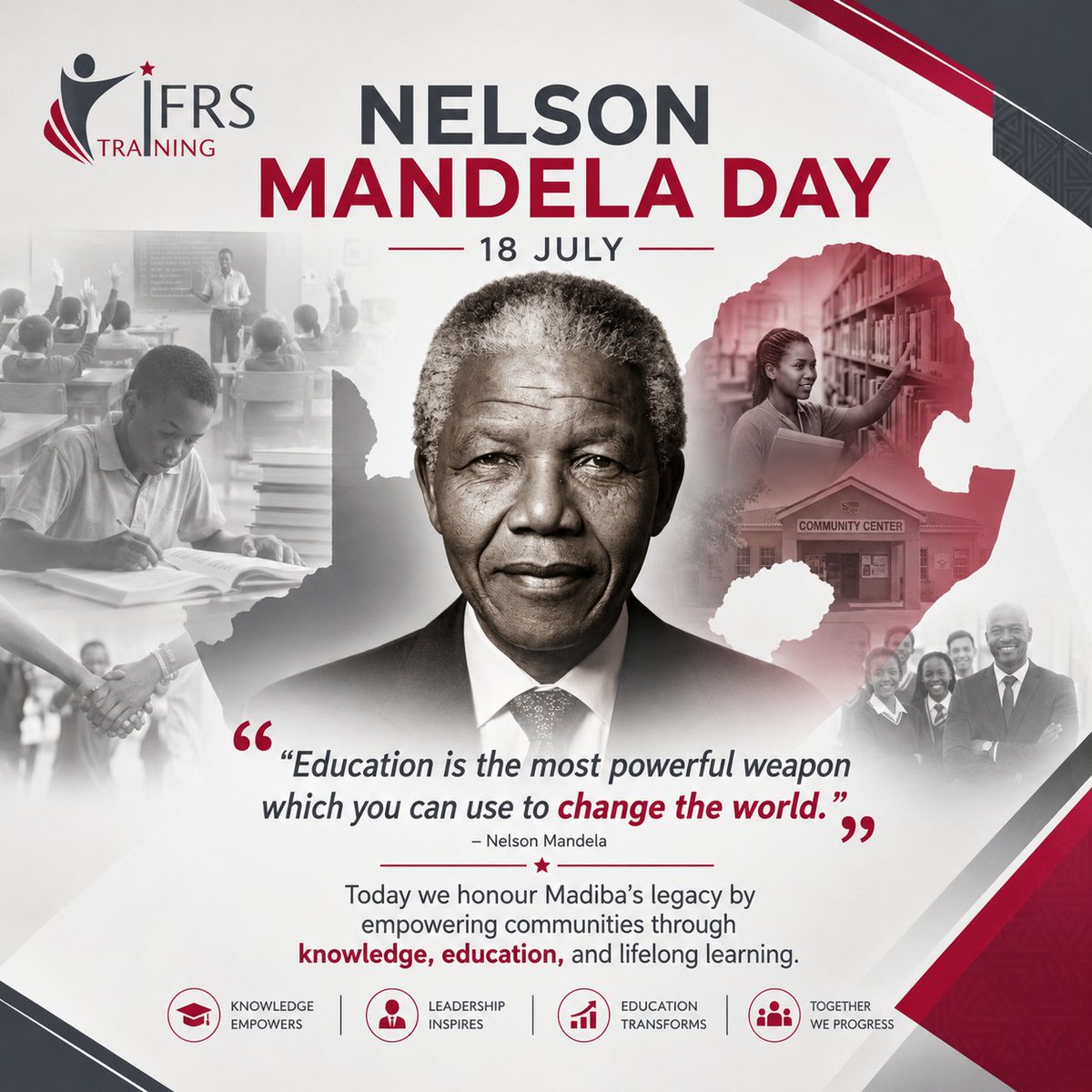 TrainingIfrs's tweet photo. Honouring Madiba's legacy through education, empowerment, and positive change.
https://t.co/K7VZAvRRpz 
*"Education is the most powerful weapon which you can use to change the world."* — Nelson Mandela

#MandelaDay #NelsonMandelaDay #EducationMatters #Empowerment #67Minutes https://t.co/Mi9y0ewz0H