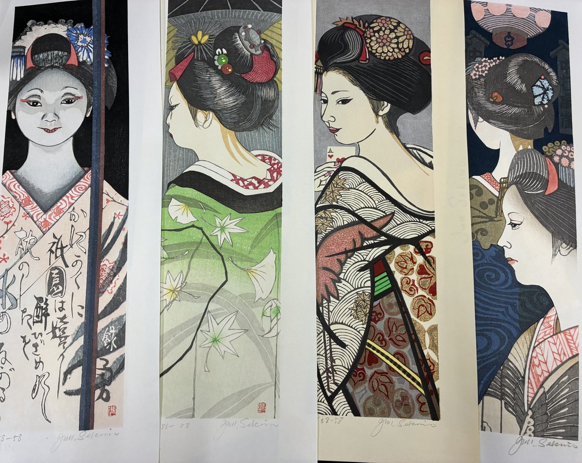 yamadabooks's tweet photo. 関野凖一郎「木版画集　舞妓十二ケ月」が新入荷しました。
木版
ed.88
直筆サイン
昭和50年（1975）
https://t.co/gEcl6561kR https://t.co/Jk9Oa4UcfH
