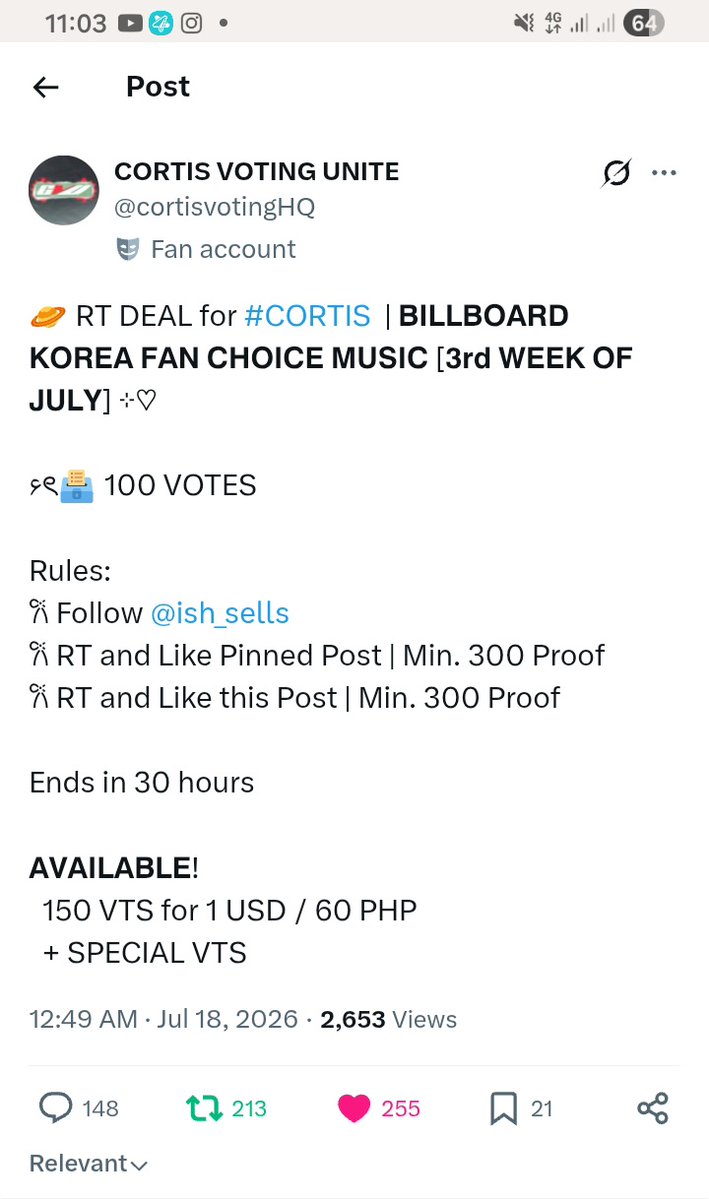 uyen_nph's tweet photo. @cortisvotingHQ @ish_sells For #CORTIS https://t.co/CsxJwToW6V