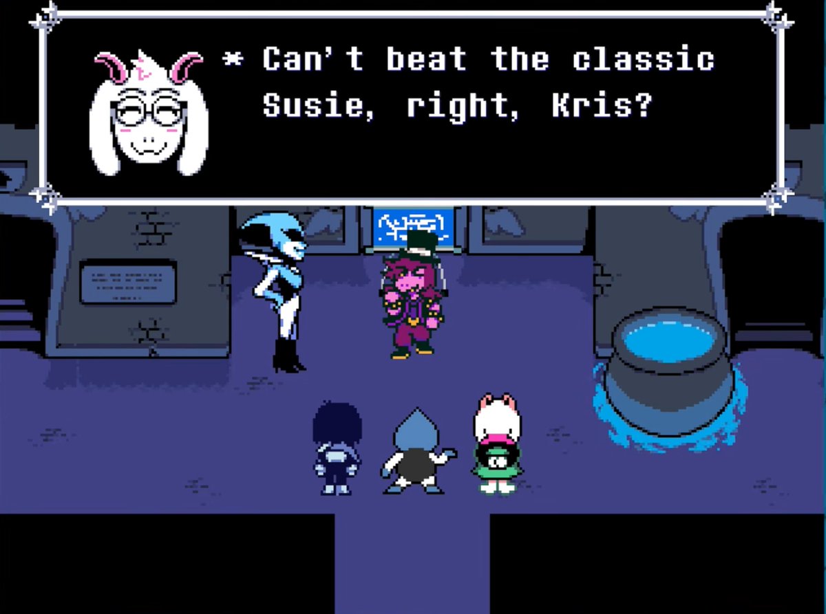 replaceyourseIf's tweet photo. @crazy_mimic another great ch5 castle town moment is lancer saying "me too" where it makes no fucking sense (is he saying that he also couldn't beat susie???) https://t.co/JcrriGx9v9