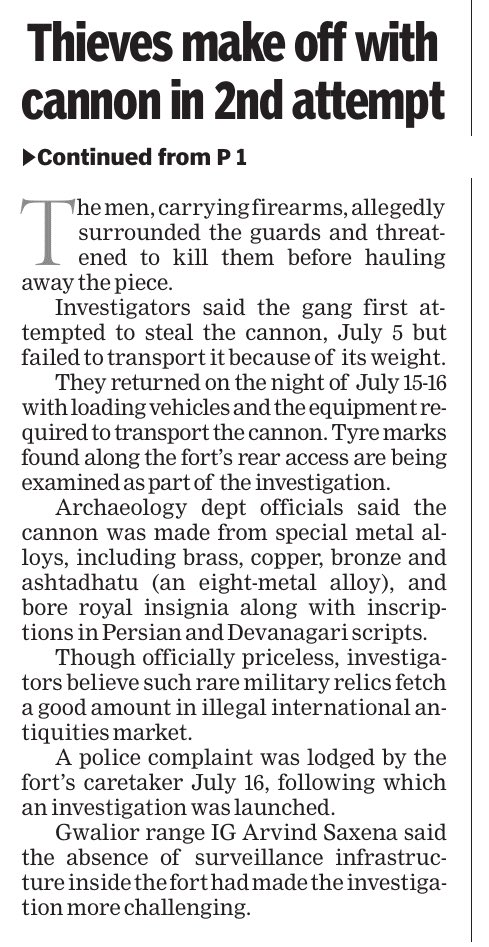 IamRajat_Pandit's tweet photo. It happens only in India! 16th Century antique cannon, worth millions, stolen from ASI-protected fort in second attempt! https://t.co/1LT8xEcKip