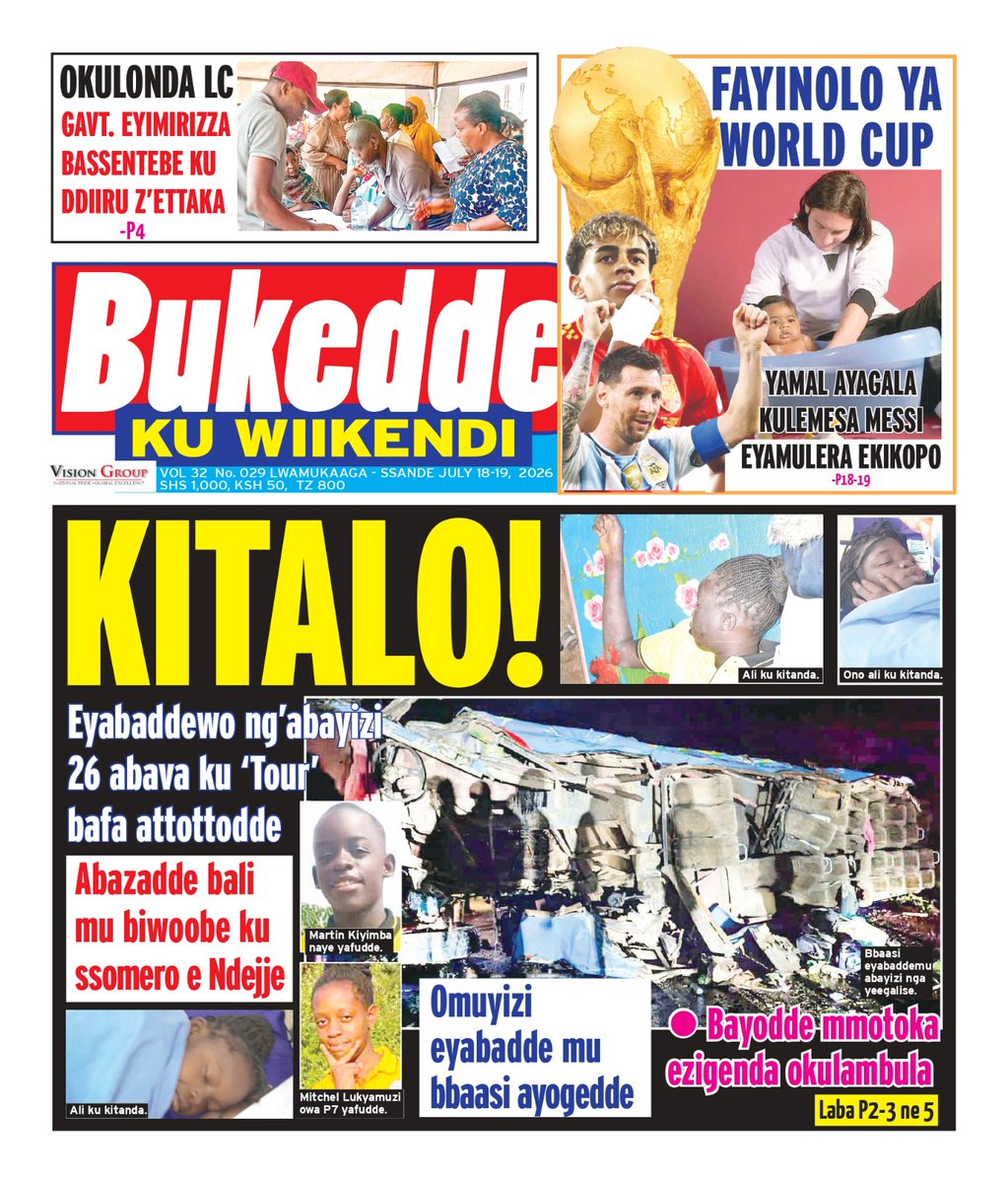 bukeddeonline's tweet photo. BUKEDDE WA WIIKENDI AKAABYA😢
⛔️Biwoobe byokka mu bazadde ku ssomero lya King David e Ndejje!
⛔️Attottodde ebyabaddewo ng'abayizi 26 abaabadde bava okulambula bafa!
⛔️Gavumenti eyimirizza bassentebe ku ddiiru z'ettaka!
⛔️Poliisi eyodde mmotoka ezigenda okulambula
#Bukeddeupdates https://t.co/6YhxiK4L1B
