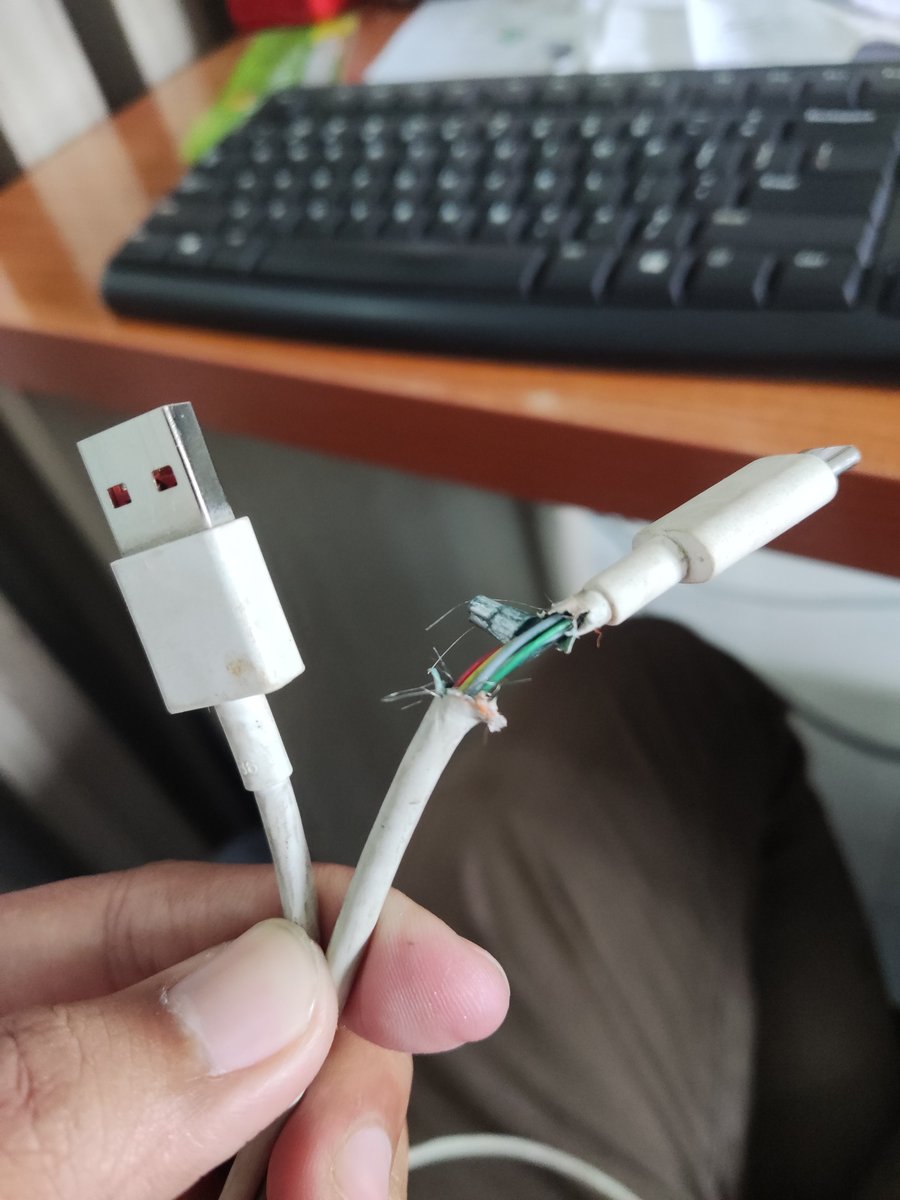 rizdardragon's tweet photo. Jelek bener kabel bawaan @XiaomiIndonesia. Baru 1thn beli plastiknya udh meleyot https://t.co/qg8yG2AZRo