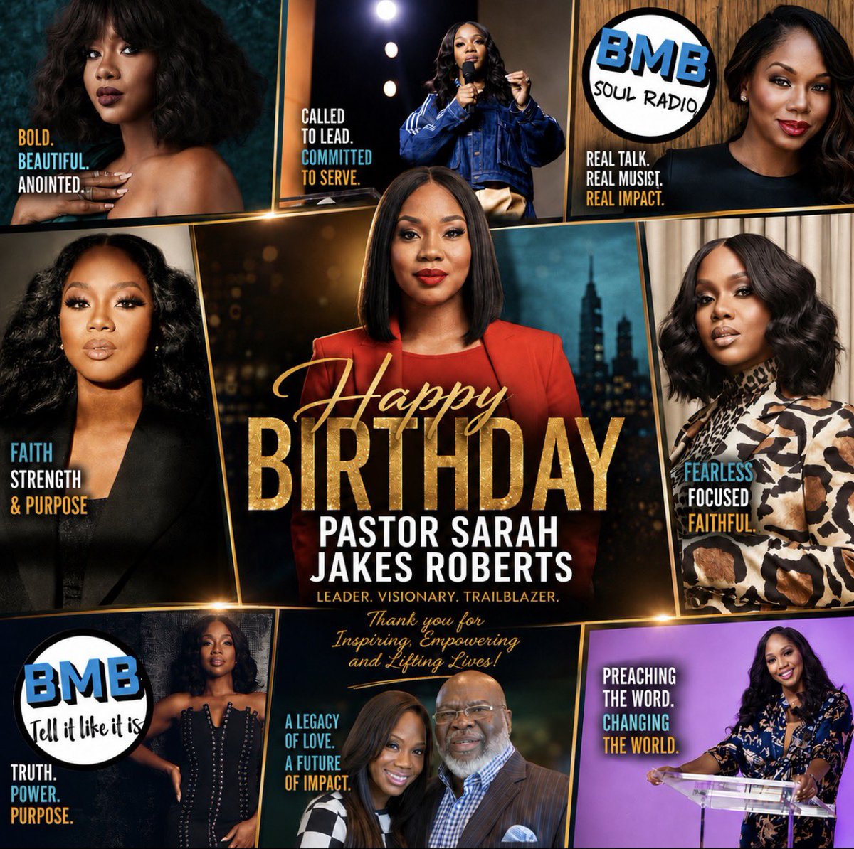 Bmbempower's tweet photo. 🎉🥳🎂🎁Happy Birthday Pastor Sarah Jakes Roberts!!
@SJakesRoberts
#HappyBirthday #SarahJakesRoberts #potterhouse #Dallas #BishopTDJakes https://t.co/J5ono3aI5r