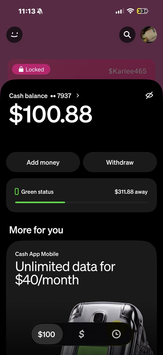cloudy_Karl's tweet photo. my cash app is looking pathetic someone send me money to make me happy 😍

#cashapp #love #dom https://t.co/uXs3VrGRZE