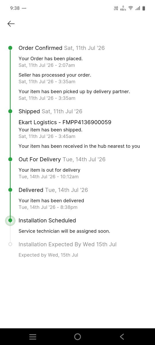 NidhiKumar51045's tweet photo. I purchased a Voltas geyser, which was delivered on the 14th. Its installation was scheduled for the 15th, but despite contacting customer care several times, I received no response. Flipkart's service is extremely poor. https://t.co/LUVkFxRM9N
