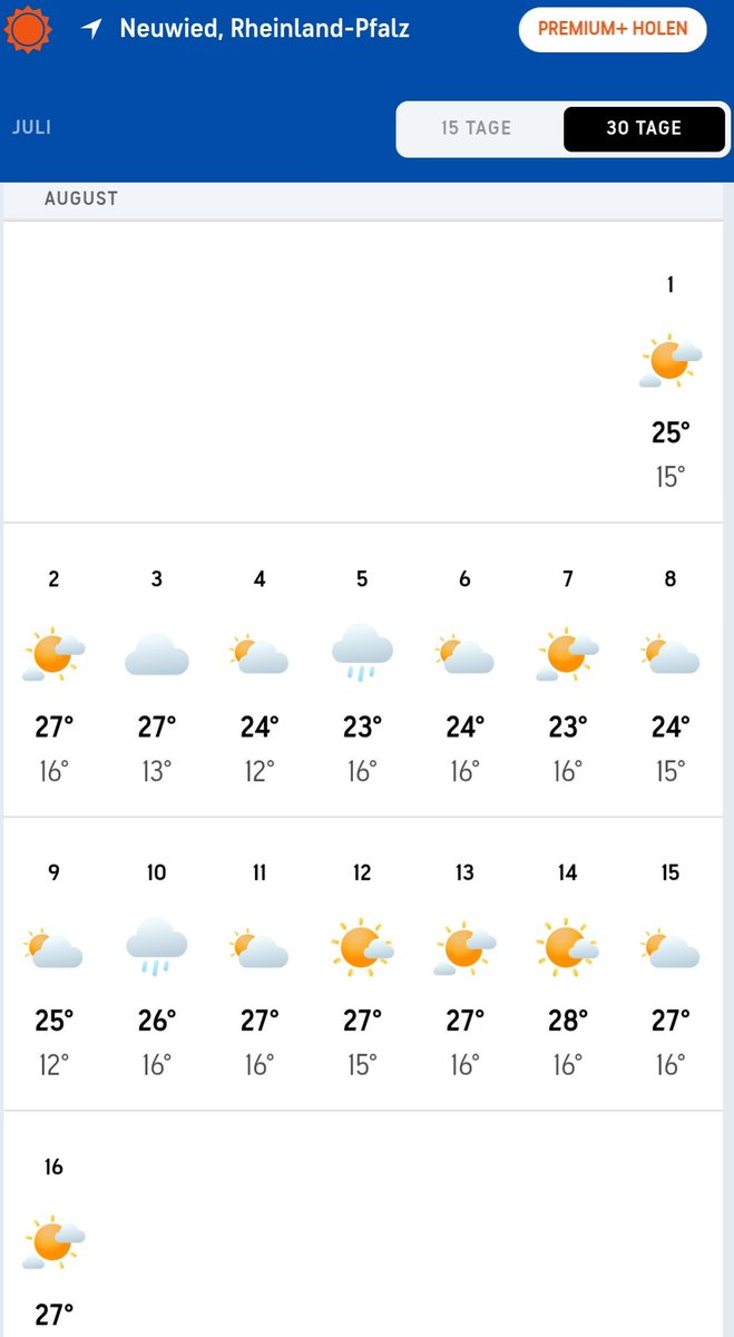 UMZiegeroski's tweet photo. Erträglich ... endlich *normaler* Sommer hier.
👍🌞🌤⛅️🌥😎⛱️
#Wetter #Meteored https://t.co/tEc01liFmg