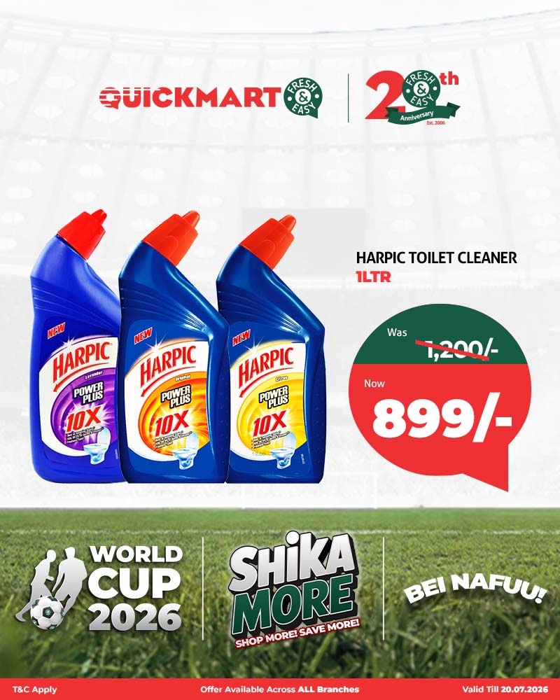 QuickmartKenya's tweet photo. Before the final whistle blows, make sure your home is looking like a champion. Grab amazing weekend deals on home care products and Shika More for less at Quickmart.

*Offer validity as indicated at the bottom right of the image.

Shop online from our website https://t.co/6KkQEljJvp

Download the app https://t.co/bf1Ad9HiLB

#WorldCup2026
#ShikaMore
#20YearsTogether
#BeiNafuu
#FreshAndEasy