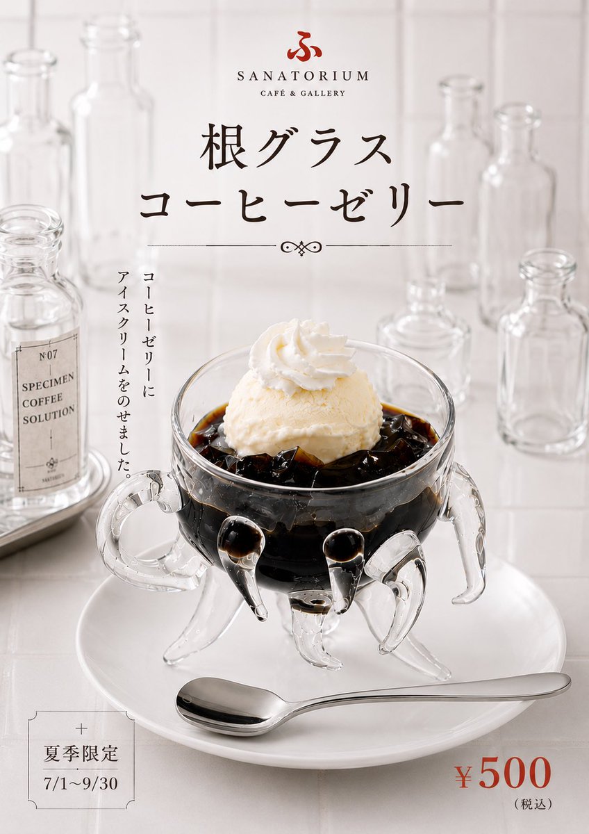 artrek1998's tweet photo. コーヒーゼリーのメニューも増やしました。
暑い夏は食べたくなりますもんね。

素材の写真と価格とコピーと基本レイアウトとロゴ送ったらチャッピーが構成してくれて助かる https://t.co/J33wT62p5d