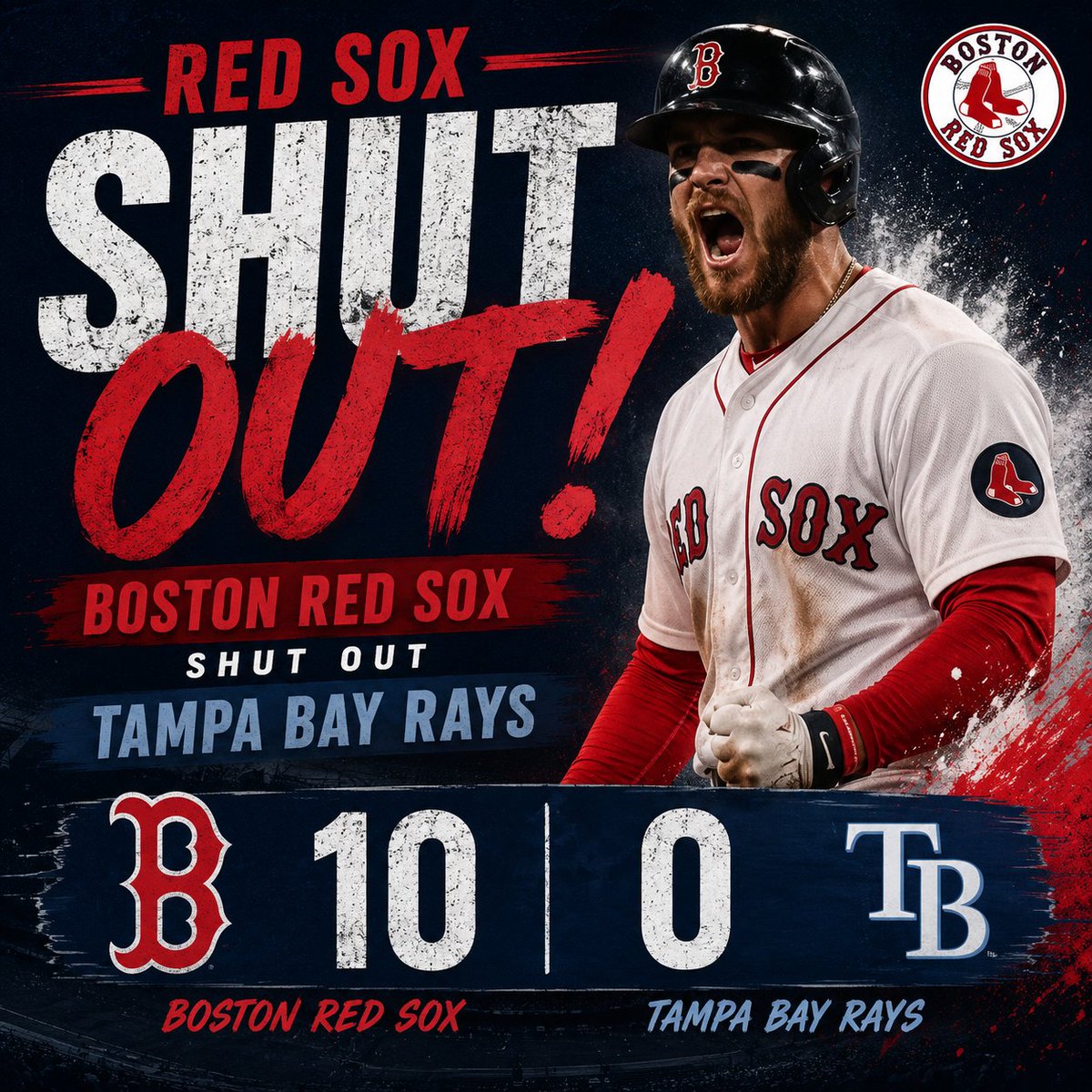 LadyC419's tweet photo. My Boston Red Sox shutout the #1 team in the AL Tampa Bay Rays 10-0 winning our 10th straight game. GO RED SOX!!!! @RedSox #BostonRedSox #RedSox #Dirtywater https://t.co/qnJg8VVHkm