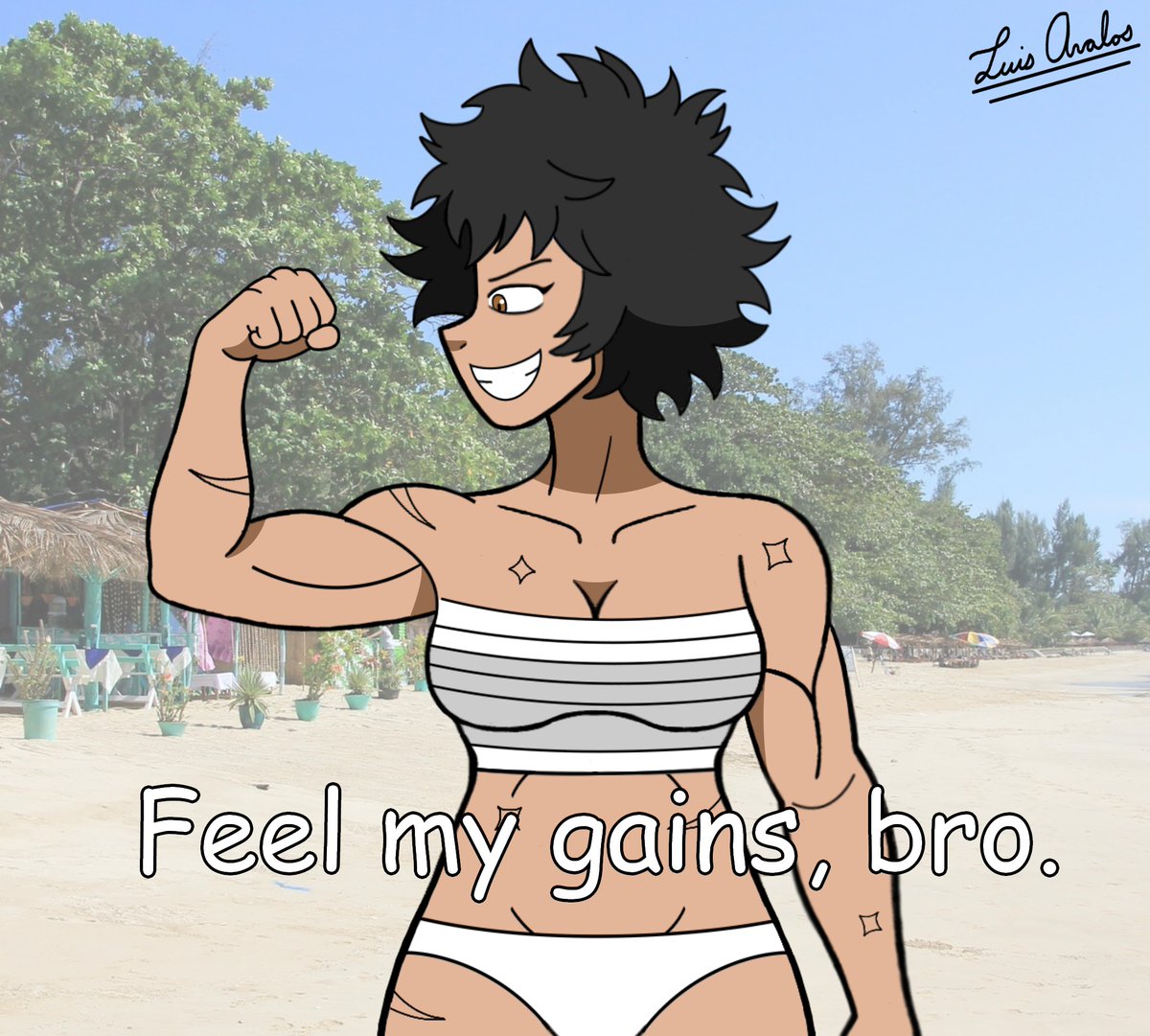 LuisAvalosEnt's tweet photo. Zeya's on vacation on Ngapali Beach in Myanmar. She likes showing off  her well trained body to fans, but don't pull any funny business. As a  trained Lethwei fighter her signature moves are headbutting.  

#theartsofmars #oc #martialarts #lethwei #myanmar https://t.co/1uR0zuKDVs