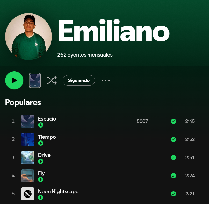 Emilianggs's tweet photo. Primera canción en llegar a las 5000 reproducciones en Spotify, muchas gracias. https://t.co/LWupeGsKVu
