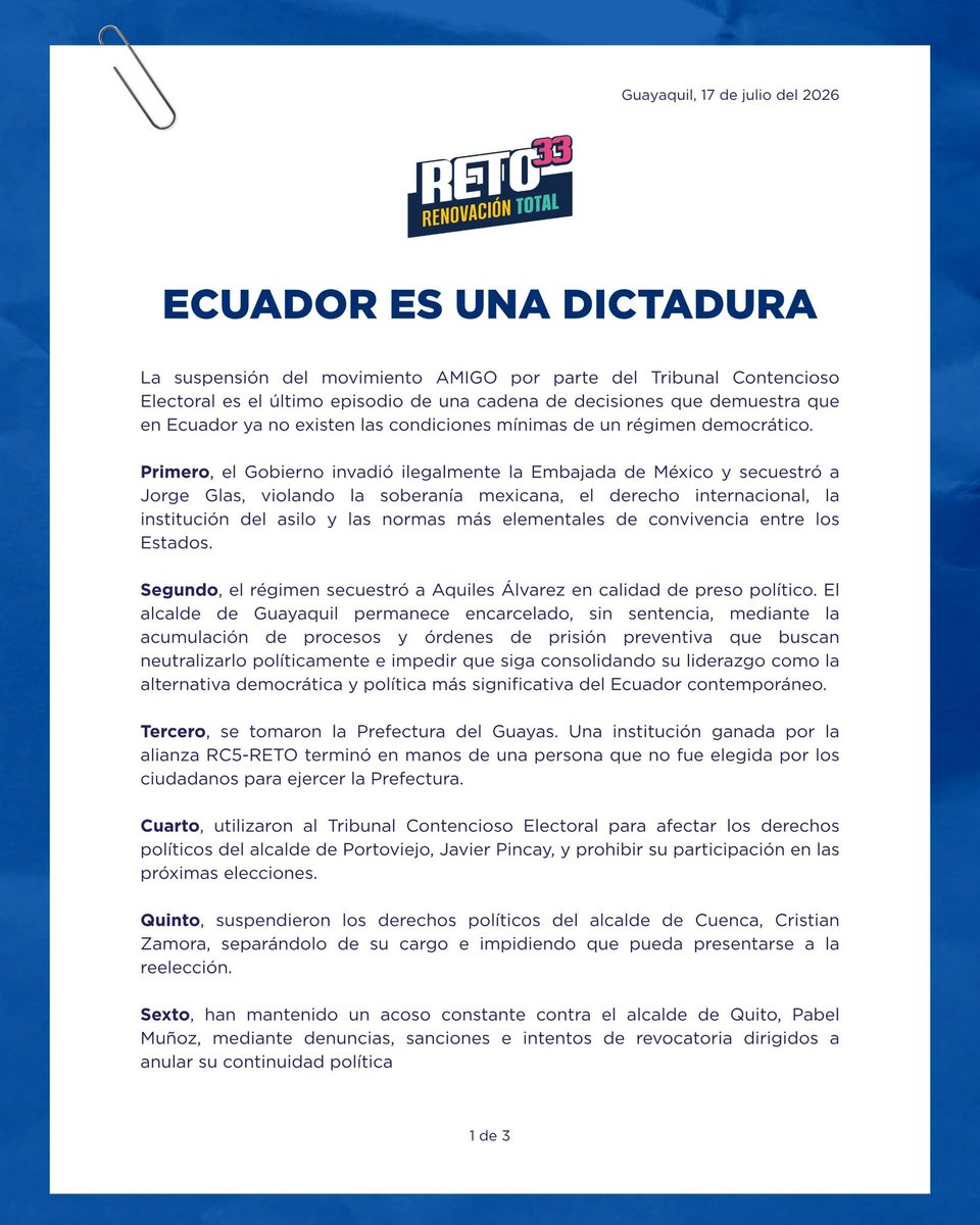 tinagus2000's tweet photo. Aquí tienes un buen recuento de los hechos de por qué Ecuador está en una dictadura -y eso que faltan, como por ejemplo las violaciones de DDHH contra pueblos y nacionalidades en contexto de protesta y por el "Bloque de Seguridad" así como la inmovilización de cuentas bancarias de activistas políticos y sociales.

Ecuador no es tu hacienda.