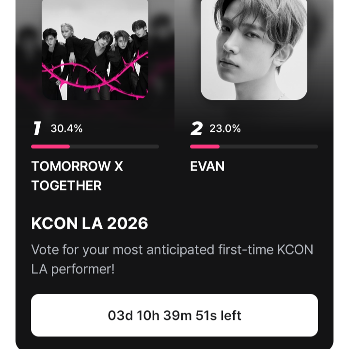 EvanVoting's tweet photo. [🗳] MNET PLUS: ONGOING VOTING POLLS

EVERs,

EVAN is currently nominated in multiple Mnet Plus voting categories. Every single vote makes a difference, so please use all of your available votes today!

• KCON LA 2026 – Most Anticipated First-Time KCON LA Performer
🏆: Current Rank: #2
➜ 𝟭𝟬 𝘃𝗼𝘁𝗲𝘀 𝗽𝗲𝗿 𝗮𝗰𝗰𝗼𝘂𝗻𝘁

• M+PLAYLIST Voting: 4th Week of July
🔗: https://t.co/Rp7fza6cgX?…
🏆: Current Rank: #1
➜ 𝟯 𝗠𝗽𝗹𝗲𝗣𝗼𝗶𝗻𝘁𝘀 𝗽𝗲𝗿 𝘃𝗼𝘁𝗲

• Billboard Korea Fan Choice
🔗: https://t.co/Rp7fza6cgX?…
🏆: Current Rank: #5
➜ 𝟭𝟬 𝘃𝗼𝘁𝗲𝘀 𝗽𝗲𝗿 𝗮𝗰𝗰𝗼𝘂𝗻𝘁

• GS25 × Mnet Plus: July SNACK PLAY
🔗 https://t.co/Rp7fza6cgX?…
🏆: Current Rank: #2
➜ 𝟯 𝗠𝗽𝗹𝗲𝗣𝗼𝗶𝗻𝘁𝘀 𝗽𝗲𝗿 𝘃𝗼𝘁𝗲

Let’s keep voting consistently and give EVAN our full support. Every vote counts! 💙

#EVAN #에반 @h_evva_n @evan_officialJP