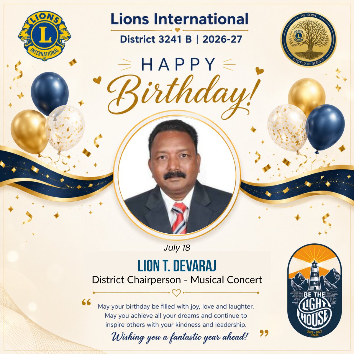 district3241b's tweet photo. 🎉🦁 𝐇𝐚𝐩𝐩𝐲 𝐁𝐢𝐫𝐭𝐡𝐝𝐚𝐲, 𝐋𝐢𝐨𝐧 𝐓. 𝐃𝐞𝐯𝐚𝐫𝐚𝐣! 🦁🎶

#HappyBirthday #LionsDistrict3241B #WeServe #LionsInternational #DistrictChairperson #MusicalConcert #Leadership #LionFellowship #MusicBringsUsTogether #BeTheLighthouse https://t.co/x5mPpfhZO9