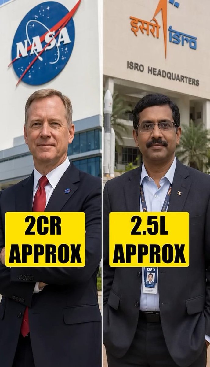 jinsama402's tweet photo. Koe kiyu kaam karega itne kaam paiso me . A chai shop owner whose shop is near my college earns 70-80K per month .
This is the difference in salary of mission director of NASA and ISRO .
Deshbhakti aur nationalism ka churan se na ghar chalta hai na koe space organization https://t.co/D0x7X8NVFp