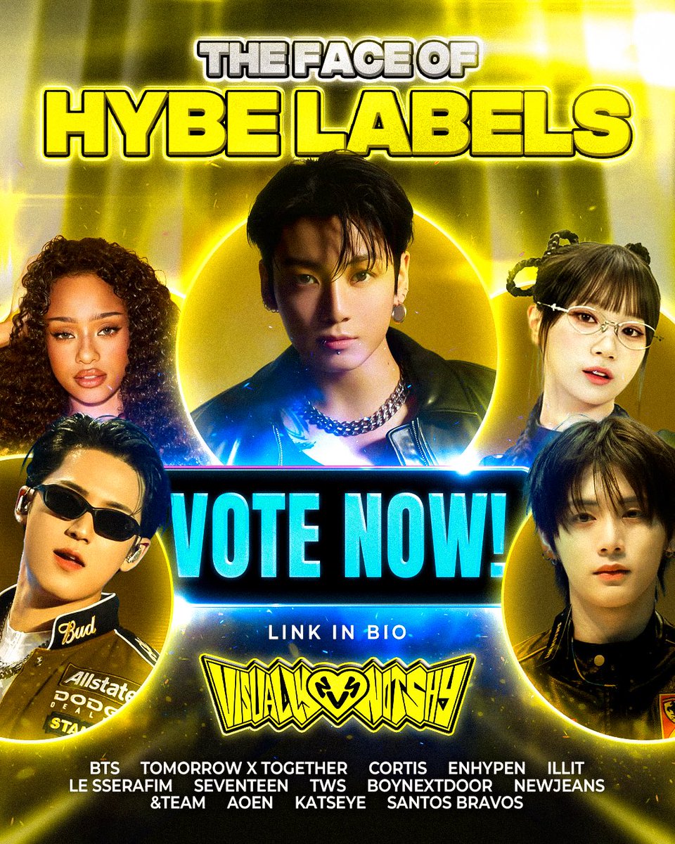 VISUALLYNOTSHY's tweet photo. THE FACE OF [HYBE LABELS] 2026

📣 VOTING IS NOW OPEN!
https://t.co/BSASXY6xv8 https://t.co/huVMhNvOpL