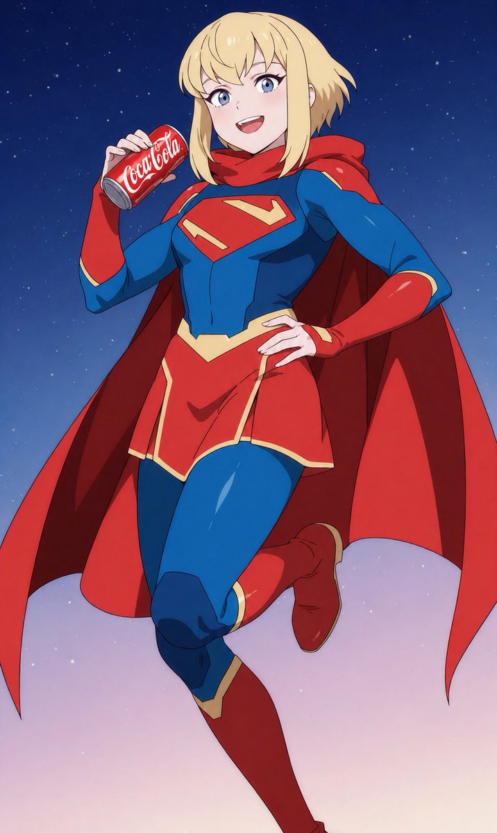 T_Head_AI_Art's tweet photo. 地球のコーラを飲むカーラ
#AIイラスト
#スーパーガール
#My_Adventures_with_Superman
#アドベンチャー・ウィズ・スーパーマン https://t.co/J0bI2TKine