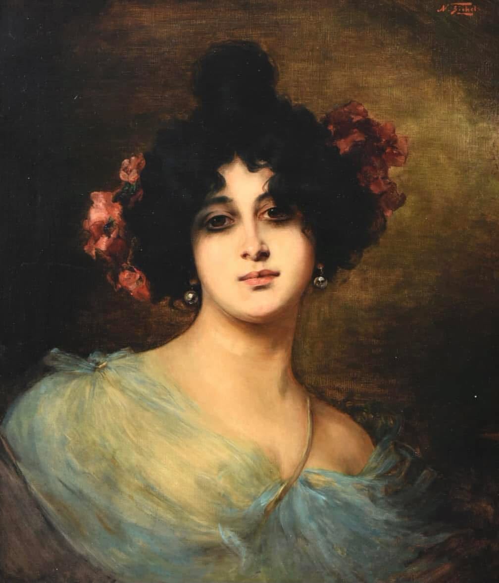 annie151092's tweet photo. A lady with red flowers in her hair
Nathaniel Sichel (German, 1843-1907） #paintings #art https://t.co/8AF6yjIQLI