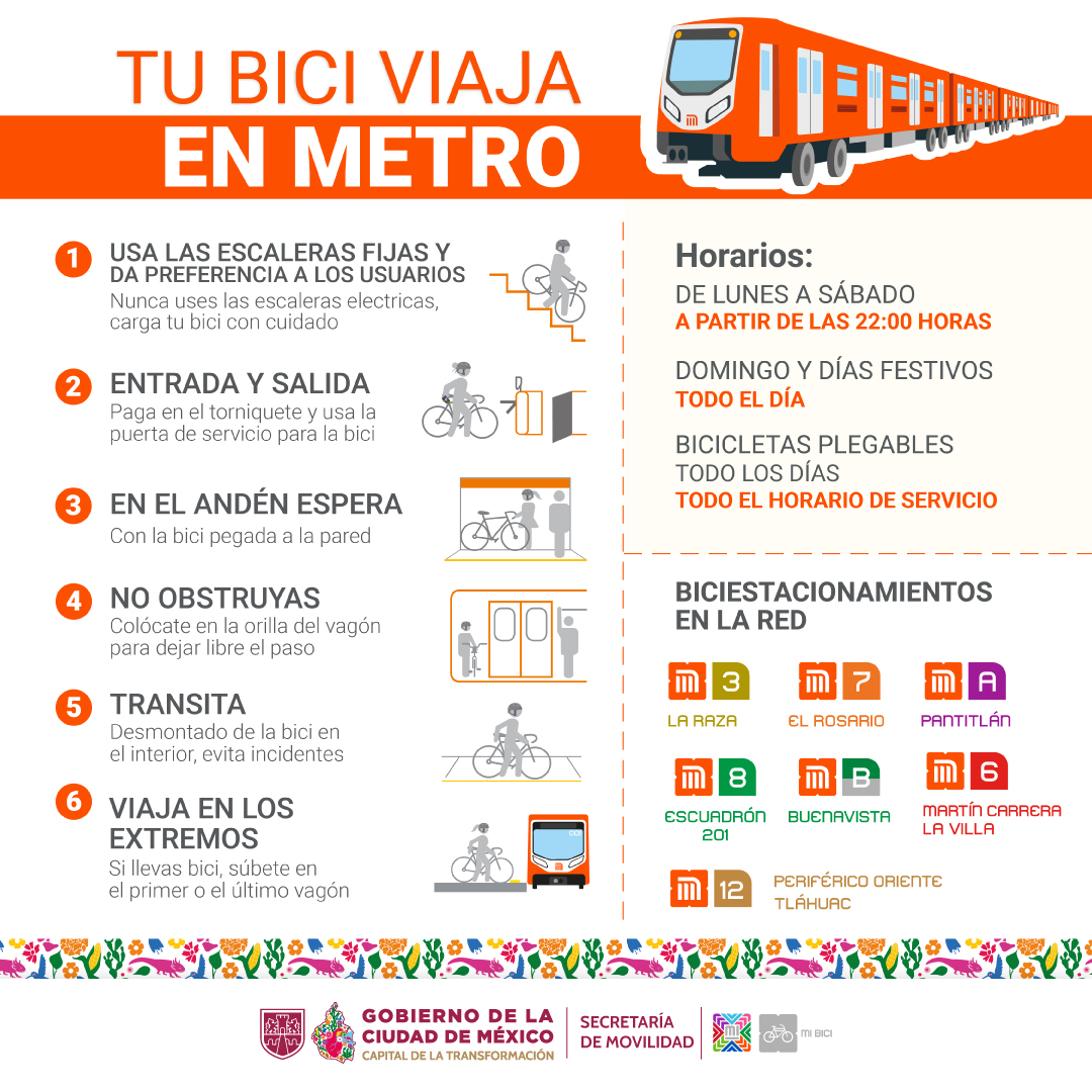 LaSEMOVI's tweet photo. Tu bici viaja en #Metro. 🚲🚇

Trasládate de forma segura, conoce los horarios y Biciestacionamientos con los que conecta. 💯✅ https://t.co/LLAGIXb2T0