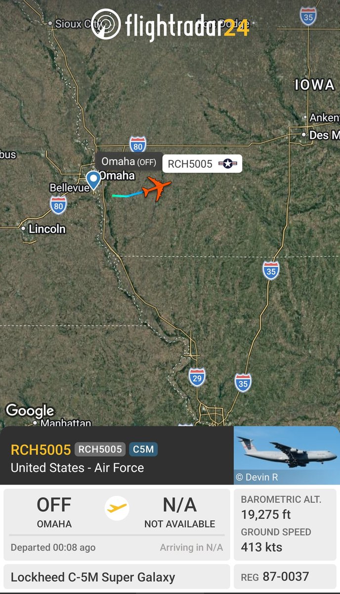 sipjack1776's tweet photo. C-5M Super Galaxy
#AE0582/87-0037/RCH5005
Offutt (KOFF)>Westover (KCEF)
h/t @MRAIDANya
@Borrowed7Time https://t.co/avIUPYjtYD