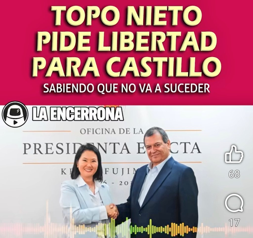 FlordelosMilag6's tweet photo. Sra. PresidentE @KeikoFujimori, el "señor" Nieto Montesinos rechazo el indulto al mejor presidente Alberto Fujimori quien purgó más de 15 años de cárcel además sufría de cáncer pero ahora le pide indulto para un golpista saludable.
"Reconciliación" NO es IMPUNIDAD ni ESTUPIDEZ. https://t.co/ilBnVQaCzg