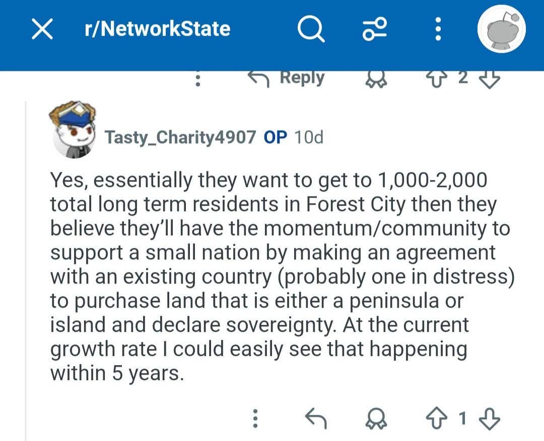 KlutzyKucing's tweet photo. Menurut peserta Network School, dapat 1000-2000 peserta long term 
 dah boleh beli tanah dan isytihar kemerdekaan within 5 years. 

Asyikkkkk! https://t.co/f4YMwfK1Gm