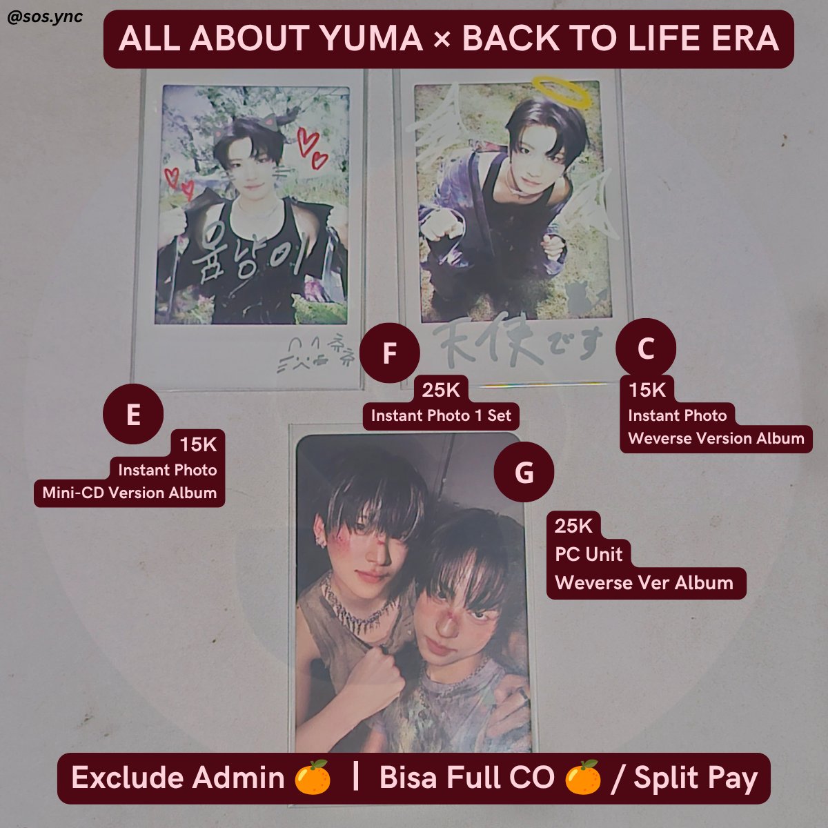 sos_ync's tweet photo. #teamsell #wts #wanttosell
Ready INA aab YUMA
&amp;TEAM Back to Life ERA

Langsung co 🍊 
https://t.co/qp9eFueiKI

Detail / Split Pay bisa DM aja (jgn lupa mention ya) atau hmu on LINE https://t.co/y4UNRYg1oX https://t.co/CHRSGKPMpS