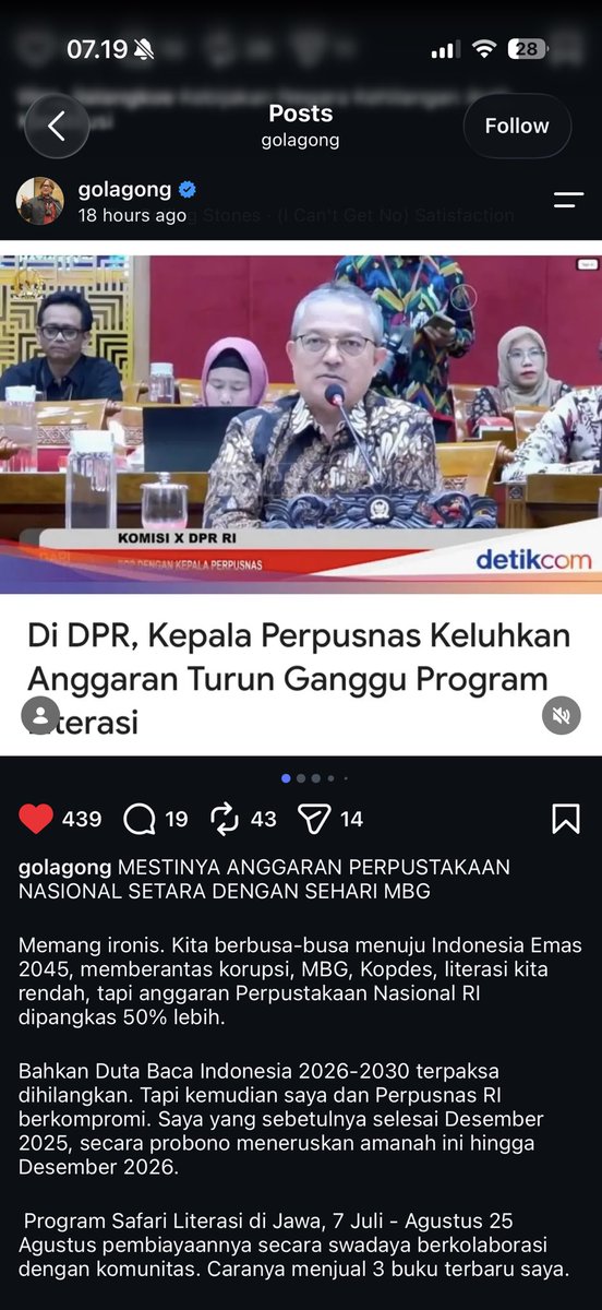 batjaanrakjat's tweet photo. Anggaran Perpusnas dipangkas 50%, Balai Pustaka tidak diberikan anggaran. Lalu, anak bangsa ke depannya emang mau dibekali apa? Oh, mungkin cukup ya dibekali 4M (Makasih Mas/Mba Mbg-nya MANTAP)🔥 https://t.co/xbWNsr3ViQ