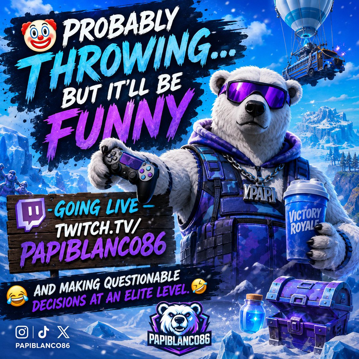 PapiBlancoMedia's tweet photo. 🎮 Carrying Randoms (Or Getting Carried... Probably Not) 😂➡️ Friends Later!

🔴 LIVE NOW 👉 https://t.co/E3sNw4K4Ml

#Fortnite #FortniteZeroBuild #ZeroBuild #Twitch #TwitchStreamer #LiveNow #Gaming #Streamer #GamingCommunity #SmallStreamer #SupportSmallStreamers #EpicGames https://t.co/g76yfn3AYa