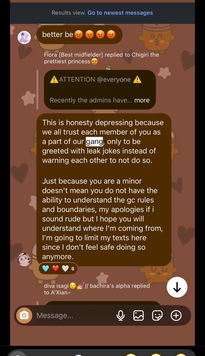 ryusaesgf's tweet photo. Hi not only that flora did not care about or even address the things she was saying to minors in this group chat or the things they were saying to her until people were making jokes about leaking the gc. Only then is when she put a stop to the sexual conversations. - https://t.co/cI0LbsTB8B