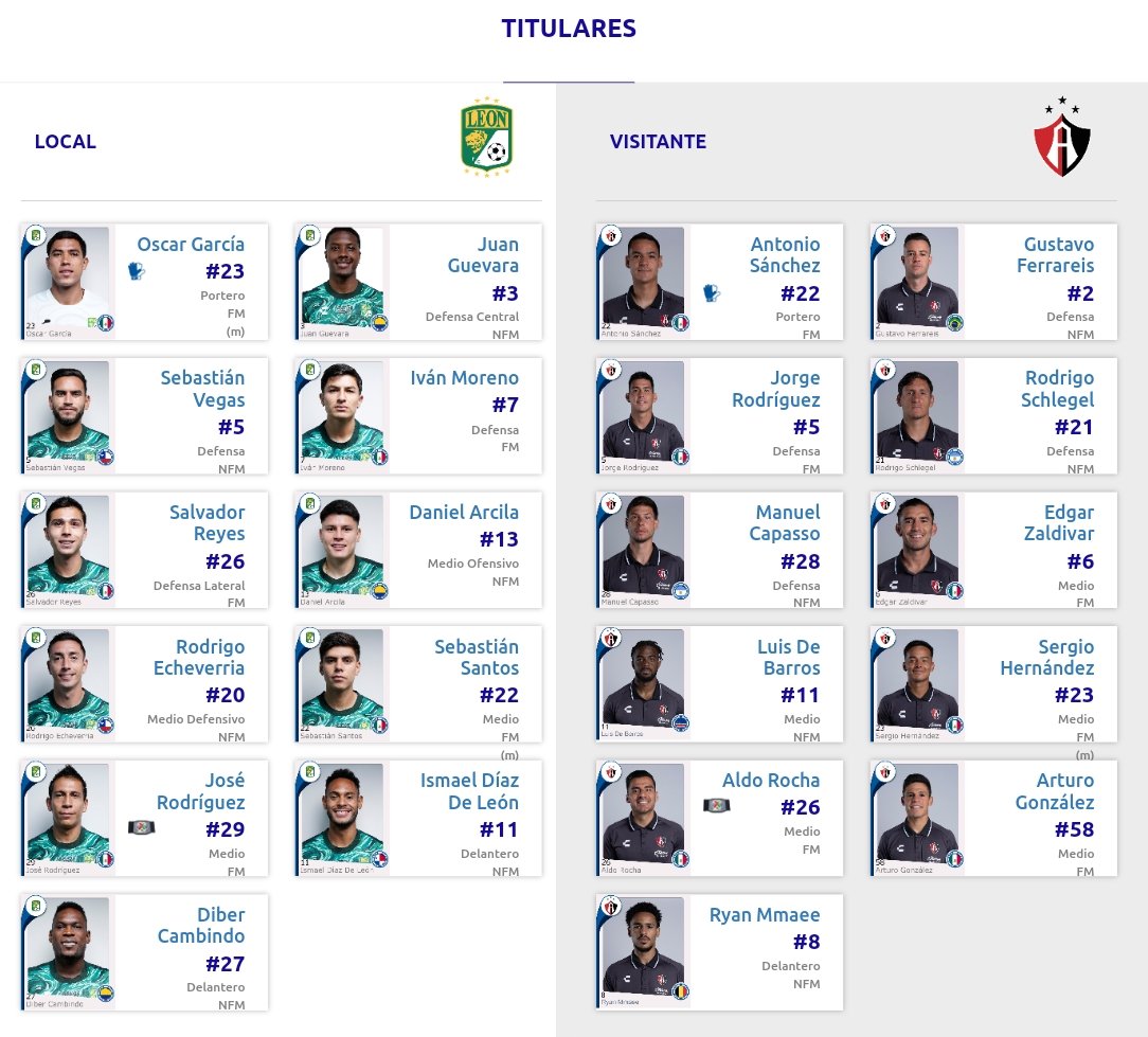 ZonaFUT1's tweet photo. #LigaMX | #LEO 🦁🆚 #ATS 🦊
@clubleonfc recibe al @AtlasFC en su debut del torneo Apertura 2026, Jornada 1. Estos son los 22 titulares confirmados.
#Apertura2026 #ClubLeon #Atlas #AP26 #LEOvsATS
EN VIVO ▶️ https://t.co/tS9RXe6GOs https://t.co/tDy9EFyKI4