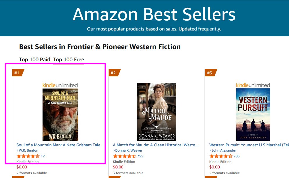 ModusOperandiPR's tweet photo. Thanks to our readers for making WR Benton's latest book #1 in Frontier &amp; Pioneer WESTERNS at Amazon today!

Download it for the Kindle FREE. . .
https://t.co/K7jFSMqqTd https://t.co/GnIRtM7lOb