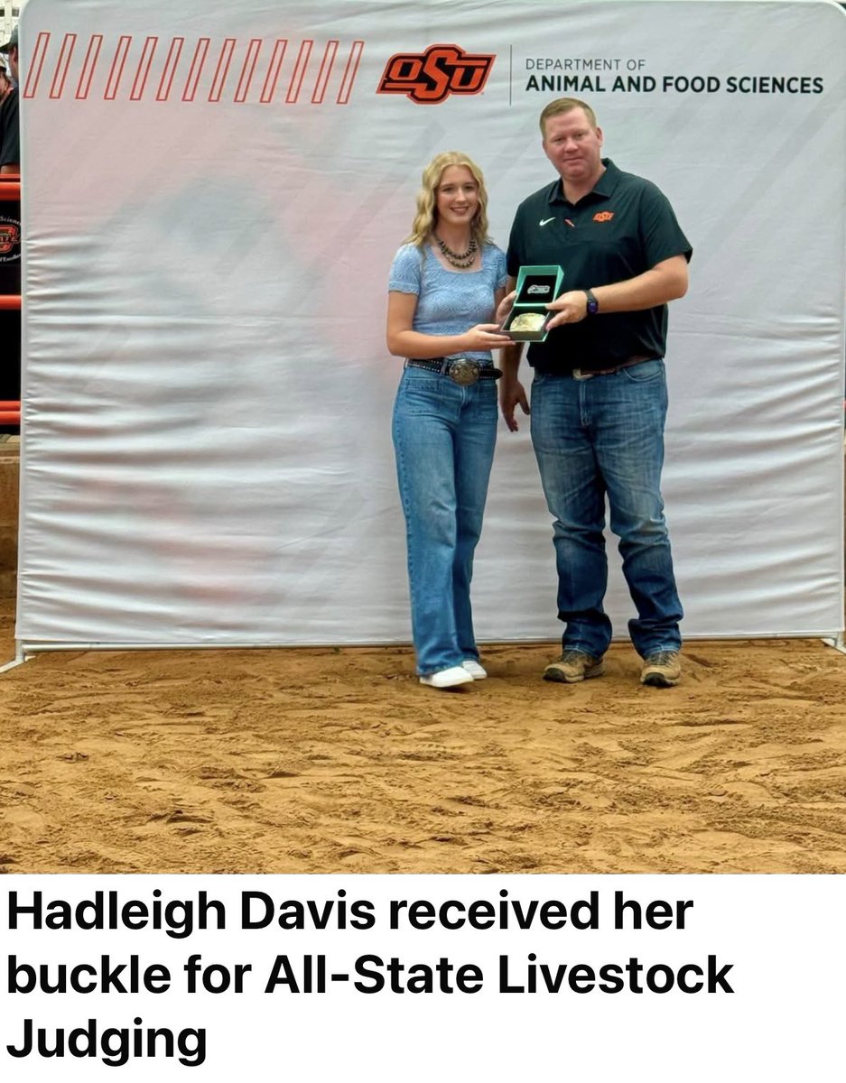 GWDsooner's tweet photo. BIG 3 LIVESTOCK JUDGING CONTEST AT OSU!  

Hadleigh kicked off her senior season with a bang and we couldn’t be more proud!

🏆Reserve High Individual Overall 
💥High Individual BEST OF THE BEST
🔥3rd High Individual Cattle 
⭐️All State Buckle Recipient https://t.co/EZOQ7cv1lg