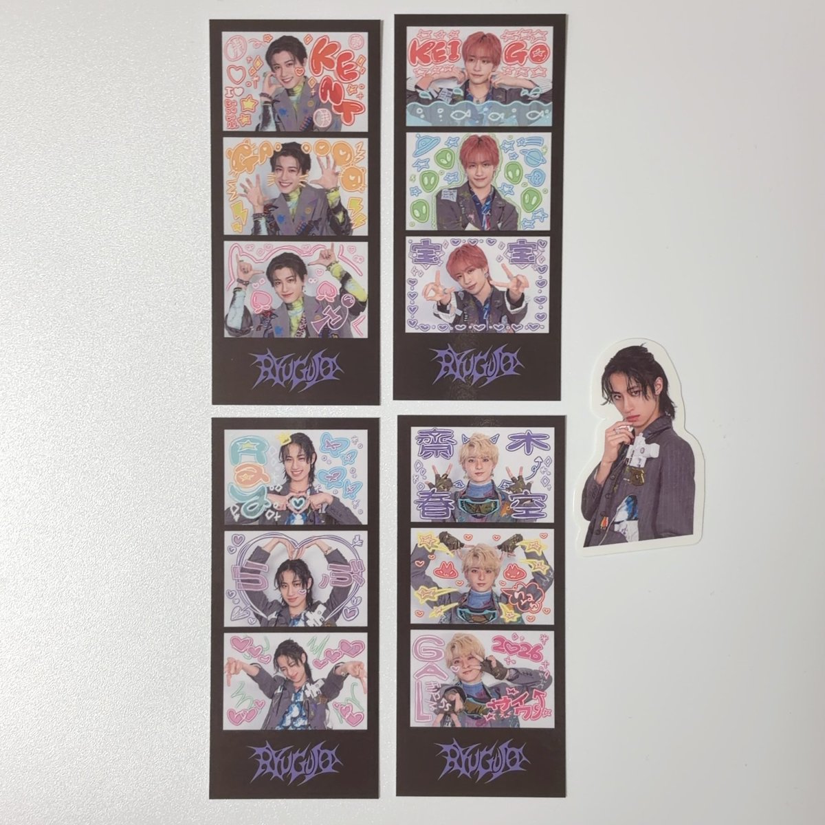 runchan_02's tweet photo. 龍宮城 FCグッズ ギラりPhoto Card ステッカー 交換
求）PhotoCard➡️冨田侑暉or全員
       ステッカー➡️冨田侑暉
譲）KENT KEIGO 齋木春空 Ray
交換方法）郵送のみ
気軽にお声がけ下さい♩ https://t.co/3plRarWSTV