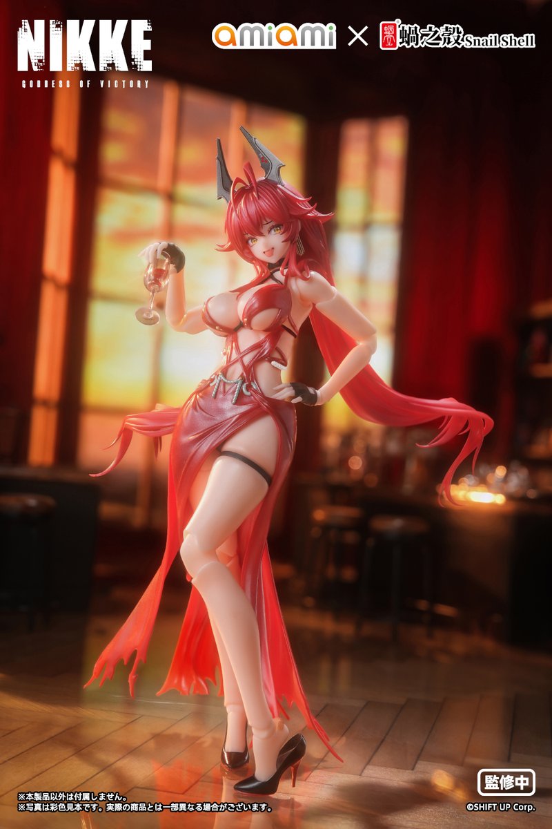 wozhike's tweet photo. ドレスには、皺に沿って繊細なグラデーション塗装を施し、柔らかな質感を表現しております。さらに、パール塗装によって高級感を演出し、メタリック塗装を施したアクセサリーを組み合わせることで、キャラクターイラストが持つ華麗で優雅なドレスの魅力を最大限に引き出しております。また、軟質PVC素材を採用することで、可動への干渉を最小限に抑え、幅広い可動域を実現しております。

✨『勝利の女神：NIKKE』✨
「レッドフード - ナンセンスレッド」
7月22日より予約受付開始予定。

#NIKKE #ニケ #メガニケ #レッドフード #RedHood
#蝸之殻 #スネイルシェル #あみあみ
#WF2026S #WF2026夏 #ワンフェス2026