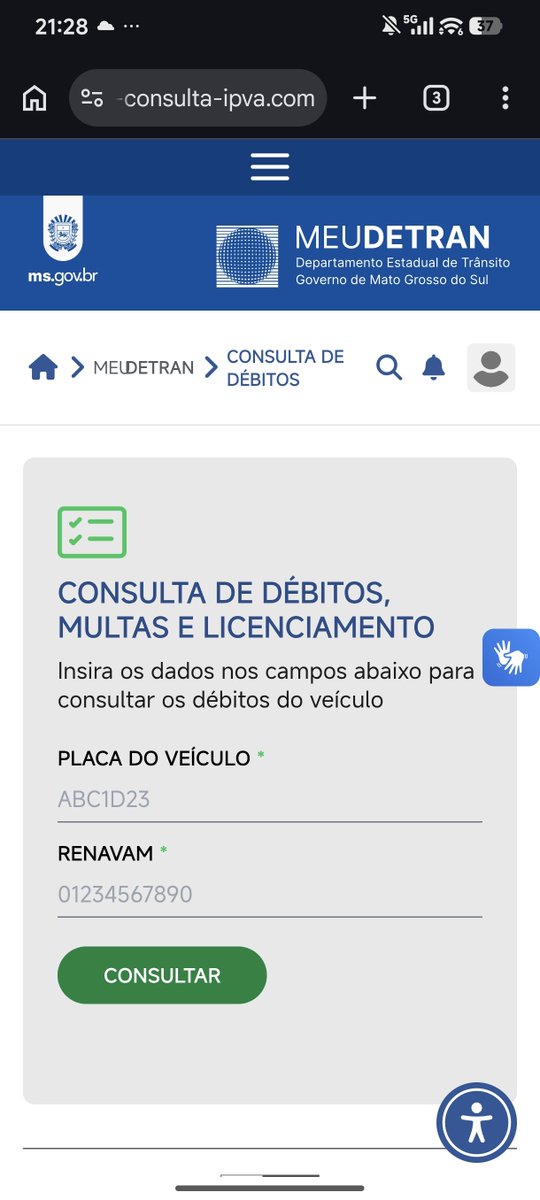 OficialNetoG's tweet photo. CUIDADO! Site falso Detran MS.

Você pesquisando "Detran MS" no google existe um site patrocinado que é falso idêntico ao oficial, feito para tirar dinheiro de quem tá tentando pagar seu licenciamento+ipva, e ainda colocam multas para você que nem existem.

Quase caí nisso aqui.. https://t.co/bnR927RM0b