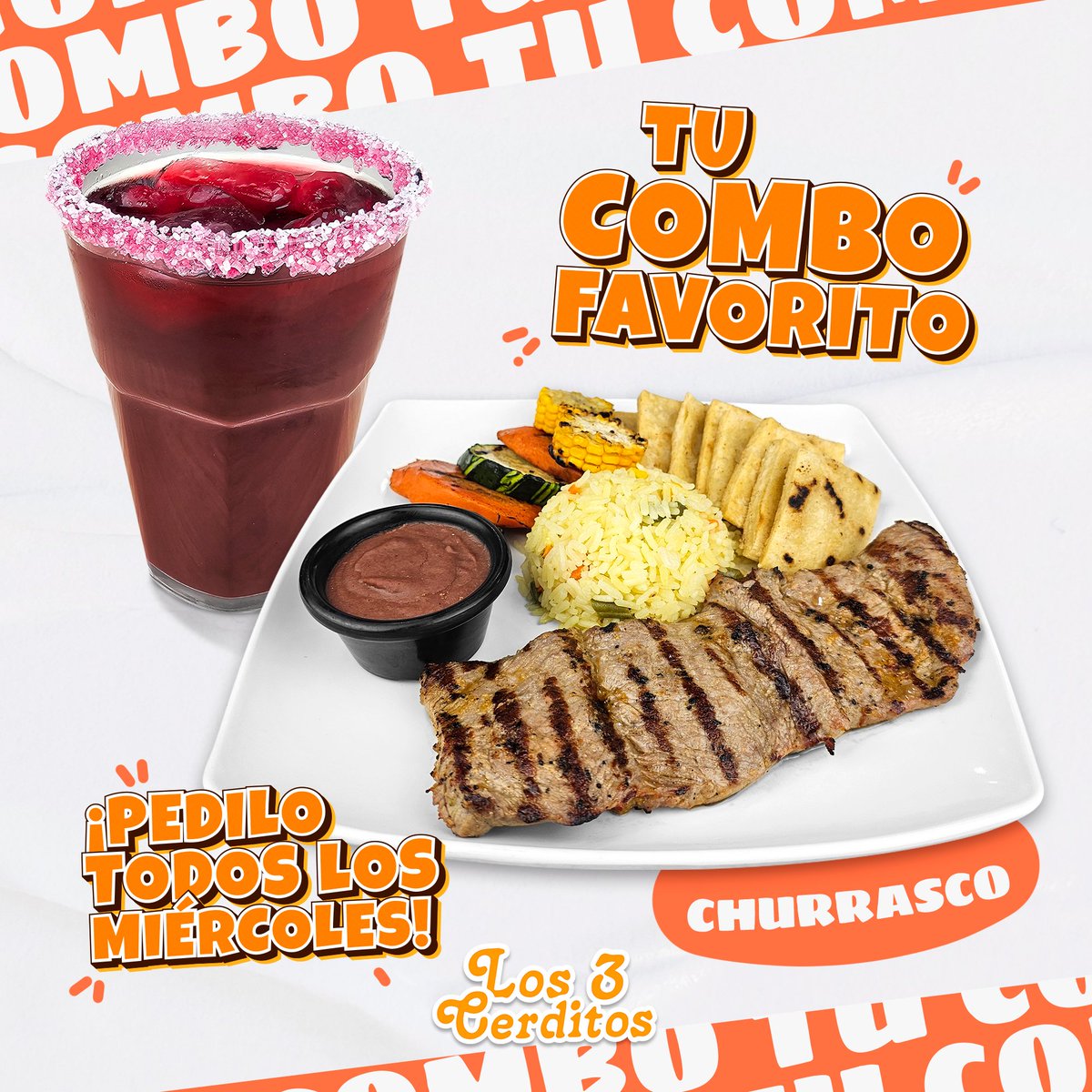 Los3cerditosss's tweet photo. ¡Tu nuevo combo favorito de los miércoles!🔥
Un churrasco a la parrilla lleno de sabor🥩 acompañado de vegetales, arroz, frijoles y tortillas fritas + bebida incluida!🥤
📅Todos los miércoles
⏰De 12:00 pm a 3:00 pm
¿Ya se te antojó? 😋🔥
#combodeldia #COMBO #Churrasco https://t.co/8wMfBpgJmP