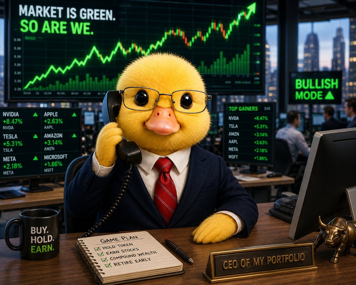 NASDUCKRHOOD's tweet photo. 🦆 $NASDUCK IS LIVE.
Every trade randomly taxes 3%, 5%, or 9%.
Fees buy random Robinhood stock tokens for holders.
Memes that pay stocks.
CA:
0x2dcC9Fc8a4D7052e23AfF2906e772b12ACb87f23 https://t.co/sWKNAnUqXh
