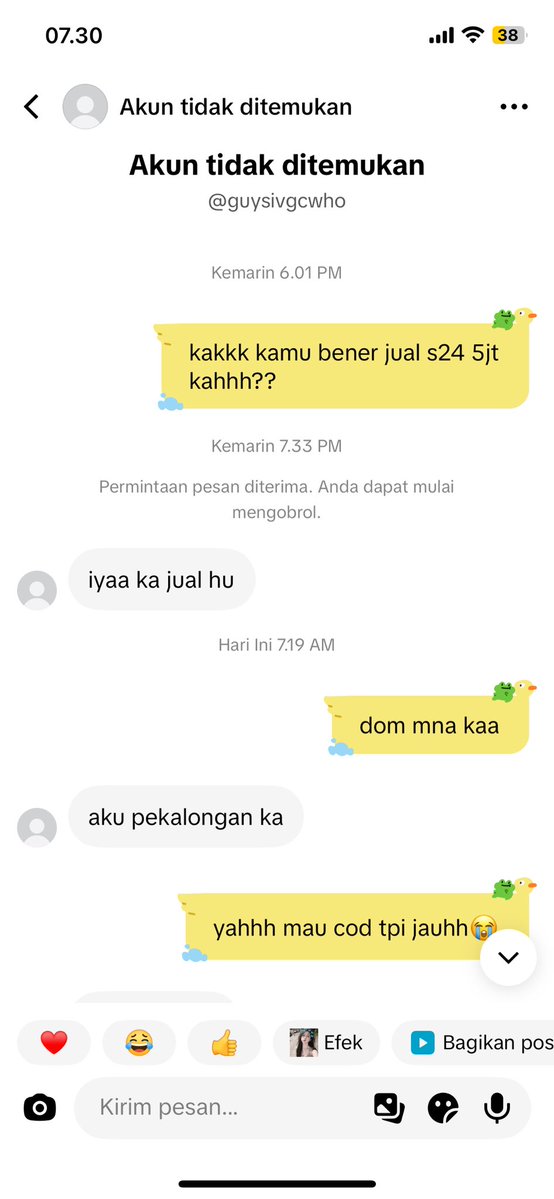 bilvjeys's tweet photo. (GUYSIVGCWHO) guys khususnya warga TIKTOK be aware sama akun ini😭 dia posting wts s24u second 5jt,ktnya BU,aku dm dong buat nanya domnya, ehh liat balesan aku dia malah ngamuk seakan2 maksa buat aku beli skrg juga😭😭😭 abistu lgsng diblok akunku😭😭 #scammer #wts #samsungs24u https://t.co/fh1kBqA9X6