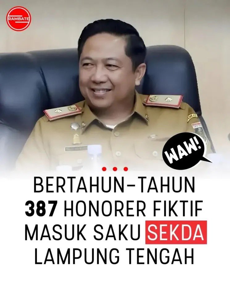 LambeSahamjja's tweet photo. Satu propinsi ada 300 an honorer fiktif, kalau ada 38 propinsi, 450an kabupaten kota bisa dibayangkan berapa kerugian negara APBN/APBD bocor
dan itu masuk ke kantong pribadi https://t.co/Mc8QqsOGkP