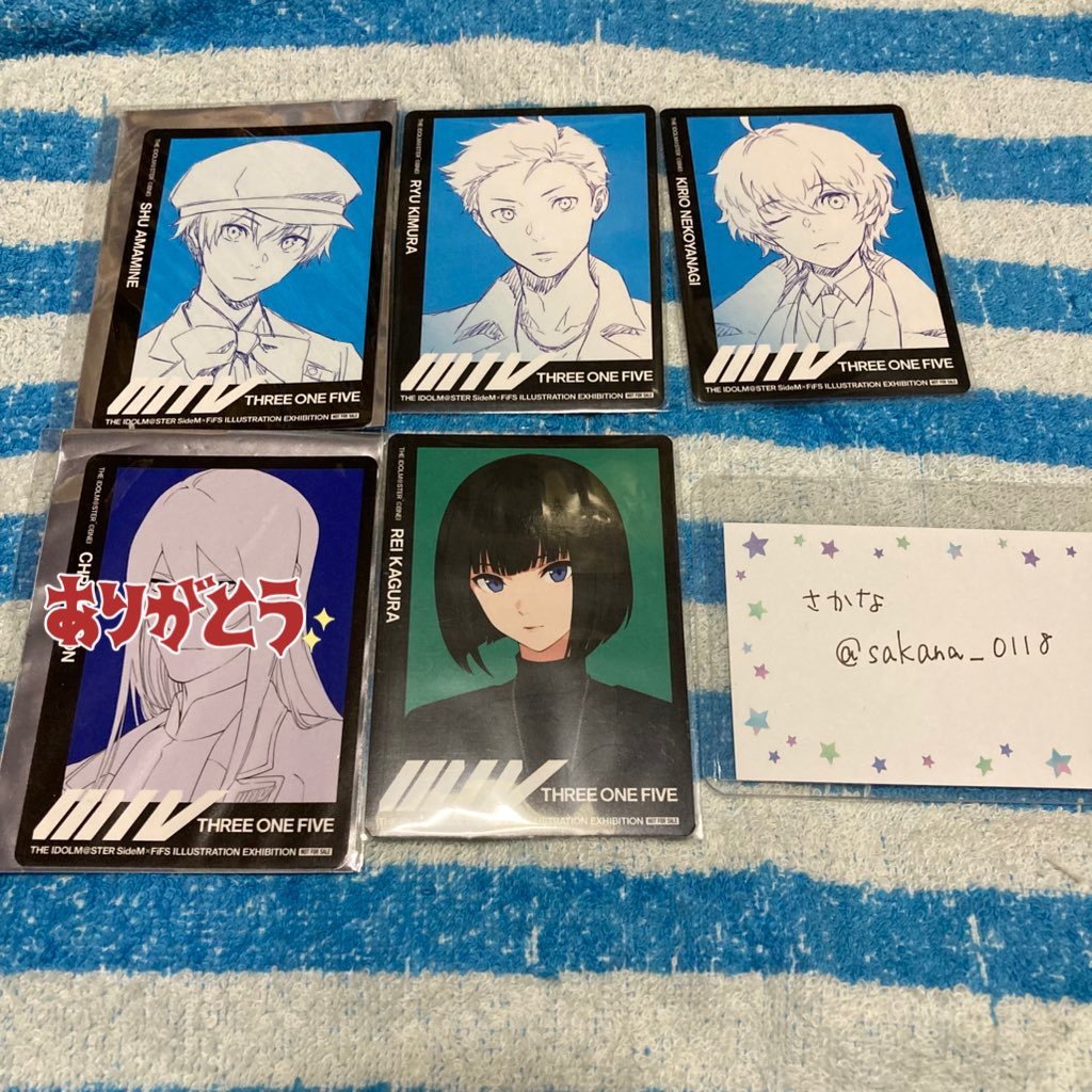 sakana_0118's tweet photo. 【交換】SideM FiFS展 特典　できるまで　できたあと

■譲
🩵秀、龍、キリオ
💚麗
🤍道流

■求
💙薫
💚鋭心、薫
🤍薫

西武線沿線(土日午後)での手渡しor郵送。
検索からでも気軽にお声かけください。
難しいと思いますが、よろしくお願いします。 https://t.co/p1TvV4ZM7D