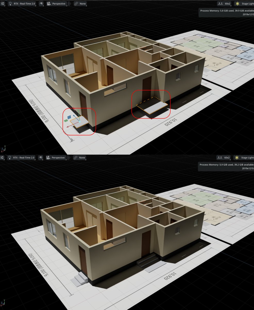 cg_ftLab's tweet photo. Claude Fable 5でのモデリングの続き。
今はツール（ここではOmniverse）の外部操作は落ち着いてきて必要なら強化する段階に。
汎用の「建築モデリング」は別のスキルに分離してて、
デバッグ？しつつ必要ならスキルに教え込ませてます。

次は建具。
このモデリングは人間の自分に割り振られてる。 https://t.co/jpI3pLlNB5