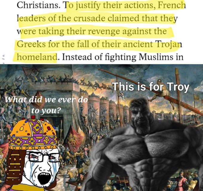 NapoleonBonabot's tweet photo. The French are the real Trojans https://t.co/6bifhPRZtK