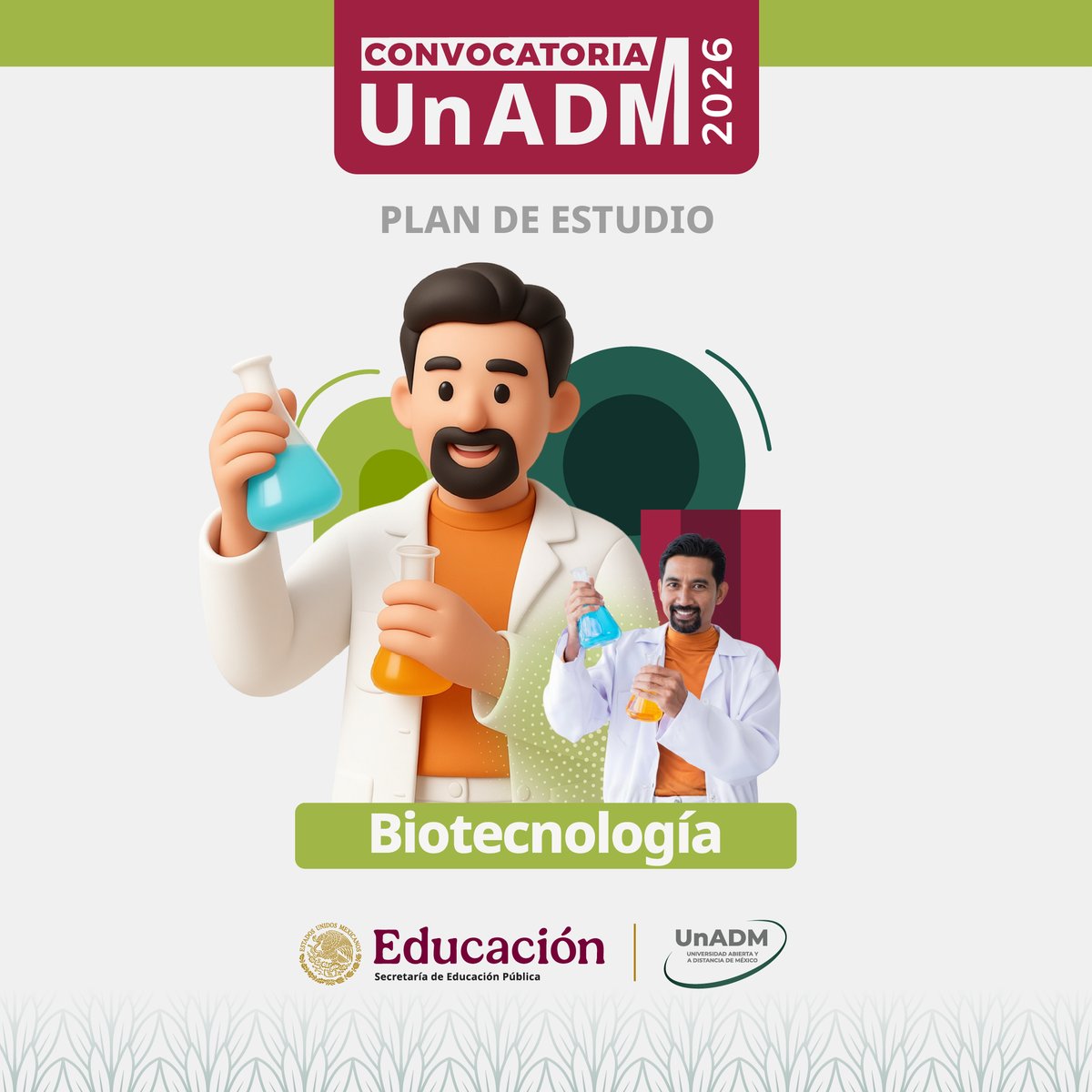 UnADM_Mx's tweet photo. ¿Te imaginas diseñar soluciones médicas, ambientales o alimentarias usando la ciencia? 🧬
Ten las herramientas para transformar el mundo a nivel celular.

¡El futuro de la ciencia está aquí!🔬
🔗https://t.co/yJHbnpsBE6

#ConvocatoriaUnADM2026 #Aspirantes @IVANONLINEMX @lkravzov https://t.co/iKIOk8NiJI