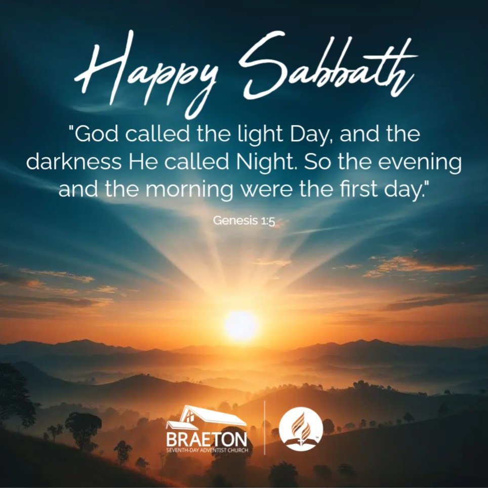 braetonsda's tweet photo. Happy Sabbath family!

"God called the light Day, and the darkness He called Night. So the evening and the morning were the first day." Genesis 1:5

#braetonsda #cjcsda #jamaicaunion #seventhdayadventist #happySabbath https://t.co/wzWEm8aCqU