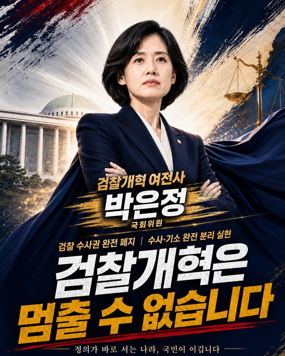TEDMASTER11's tweet photo. 검찰개혁은 타협의 대상이 아닙니다.
검찰에 수사권을 남겨두는 순간, 개혁은 다시 원점으로 돌아갑니다.
검찰 수사권 완전 폐지, 
수사와 기소의 완전한 분리.
원칙을 굽히지 않는 검찰개혁의 여전사, 박은정 의원과 함께 끝까지 갑시다.
검찰개혁은 멈출 수 없습니다.
#박은정 #검찰개혁 #검찰수사권완전폐지 #수사기소완전분리