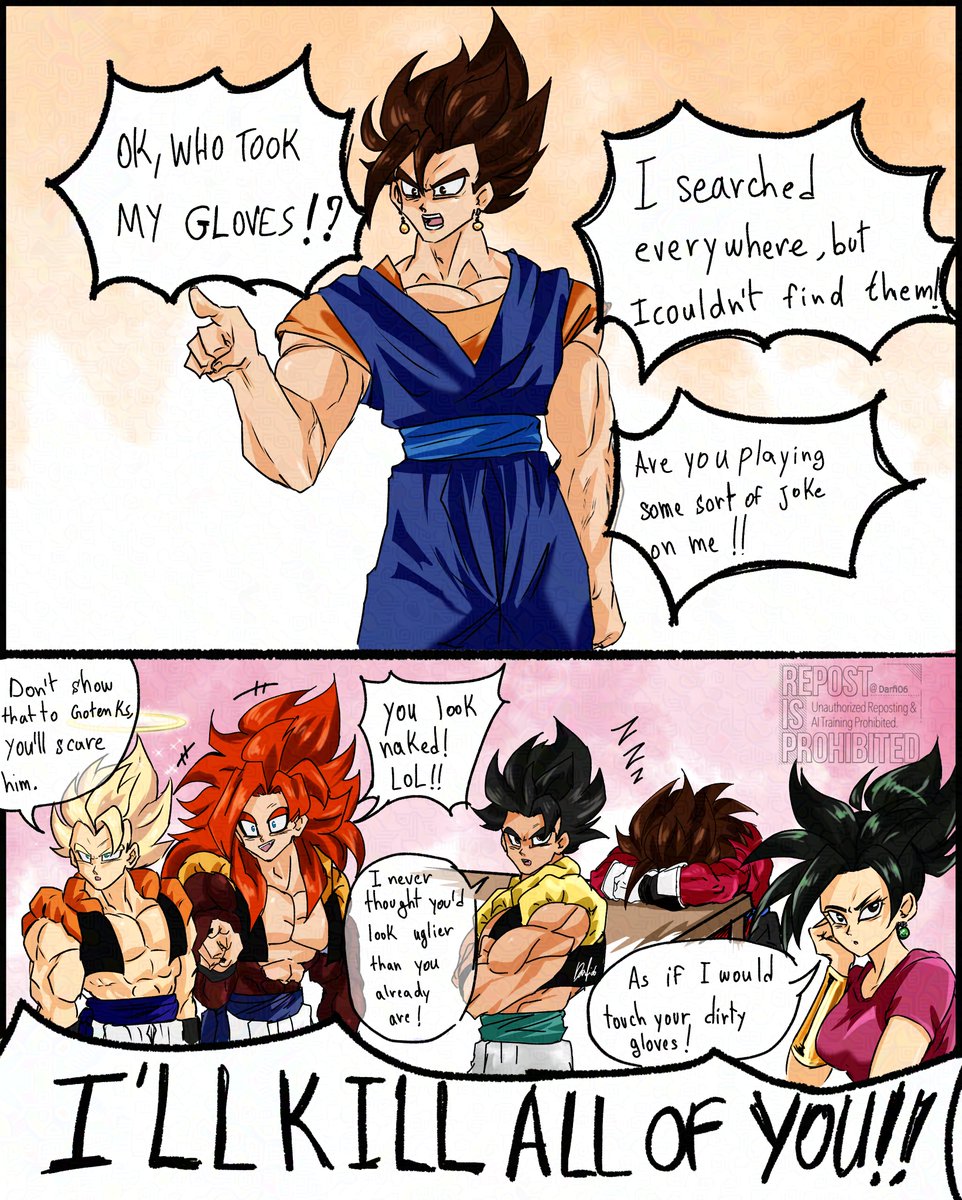 Darfi06's tweet photo. Vegito's gloves have gone missing. https://t.co/tlEeq9GpDt