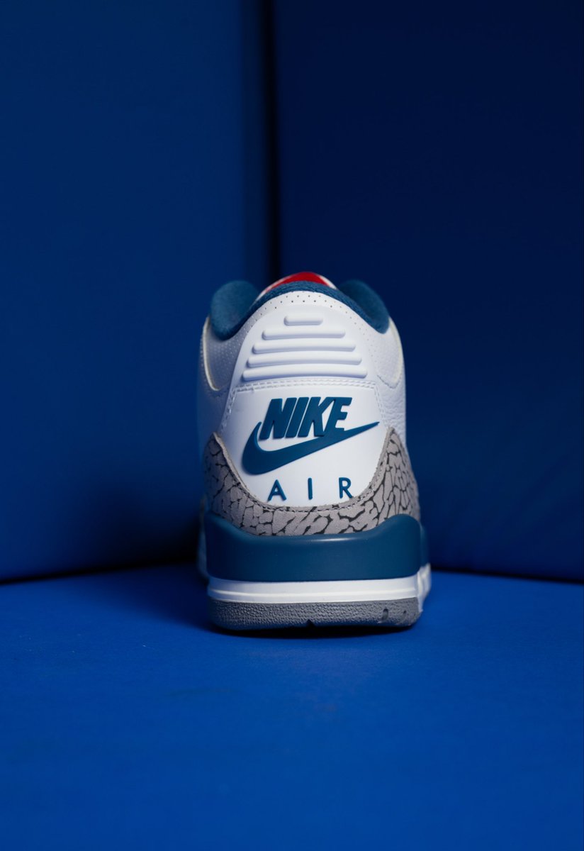 SOLEFLY's tweet photo. Nike Air Jordan 3 Retro OG #TrueBlue available tomorrow at our South Miami location, online and on the SoleFly App $230 (Men’s) $155 (GS) $95 (PS) $75 (TD) https://t.co/AMnPb3sXZS