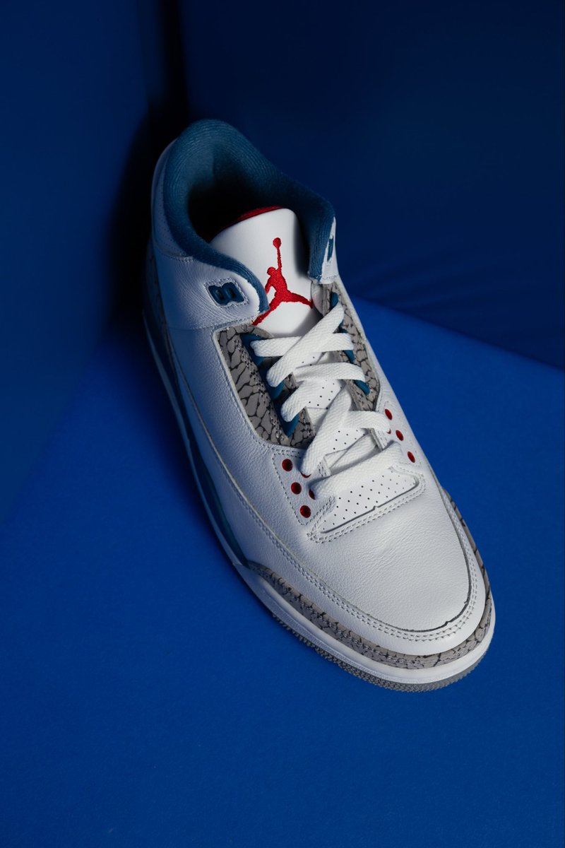 SOLEFLY's tweet photo. Nike Air Jordan 3 Retro OG #TrueBlue available tomorrow at our South Miami location, online and on the SoleFly App $230 (Men’s) $155 (GS) $95 (PS) $75 (TD) https://t.co/AMnPb3sXZS
